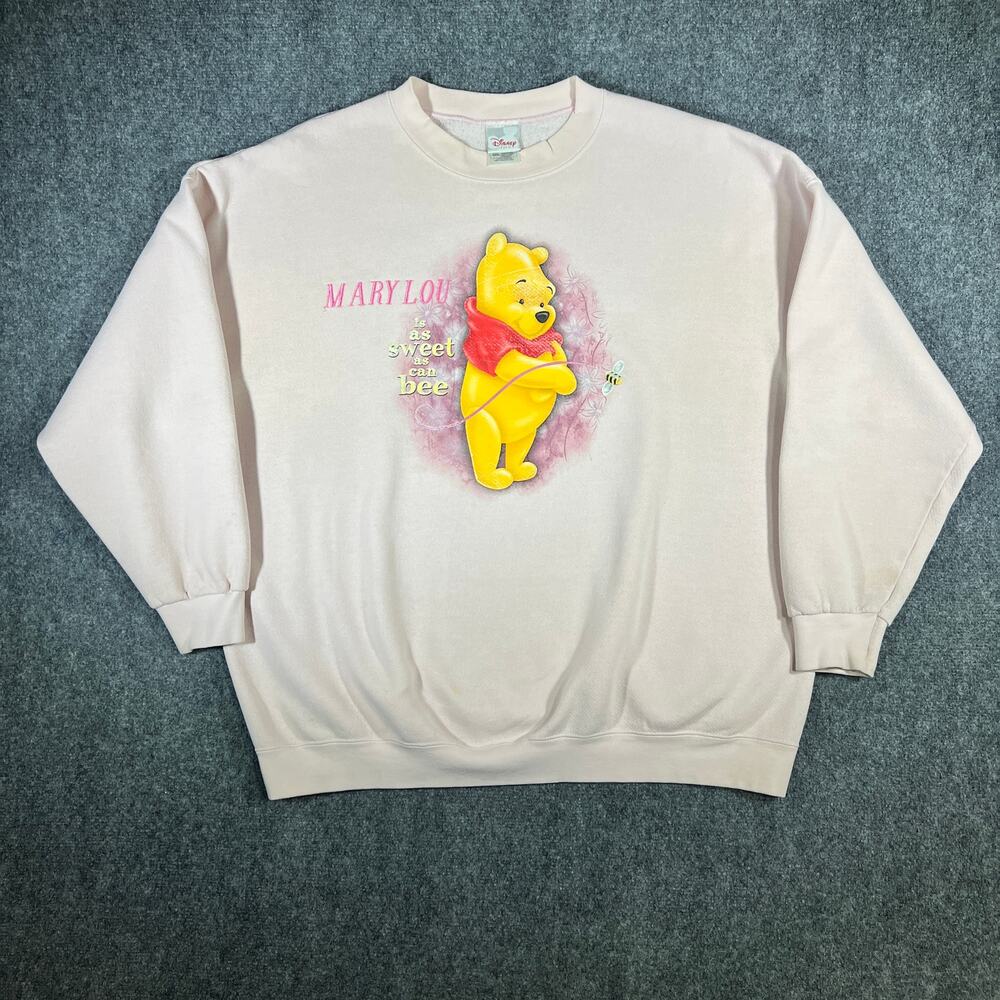 Vintage Y2K Disney Store Winnie The Pooh Crewneck Sweatshirt Pink 3XL
